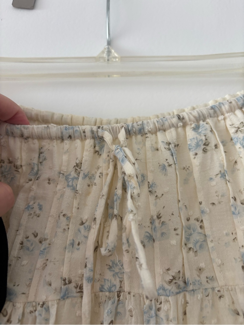Cream and Blue Medium Skirt and Top Matching Set 100% Cotton - Picture 3 of 6